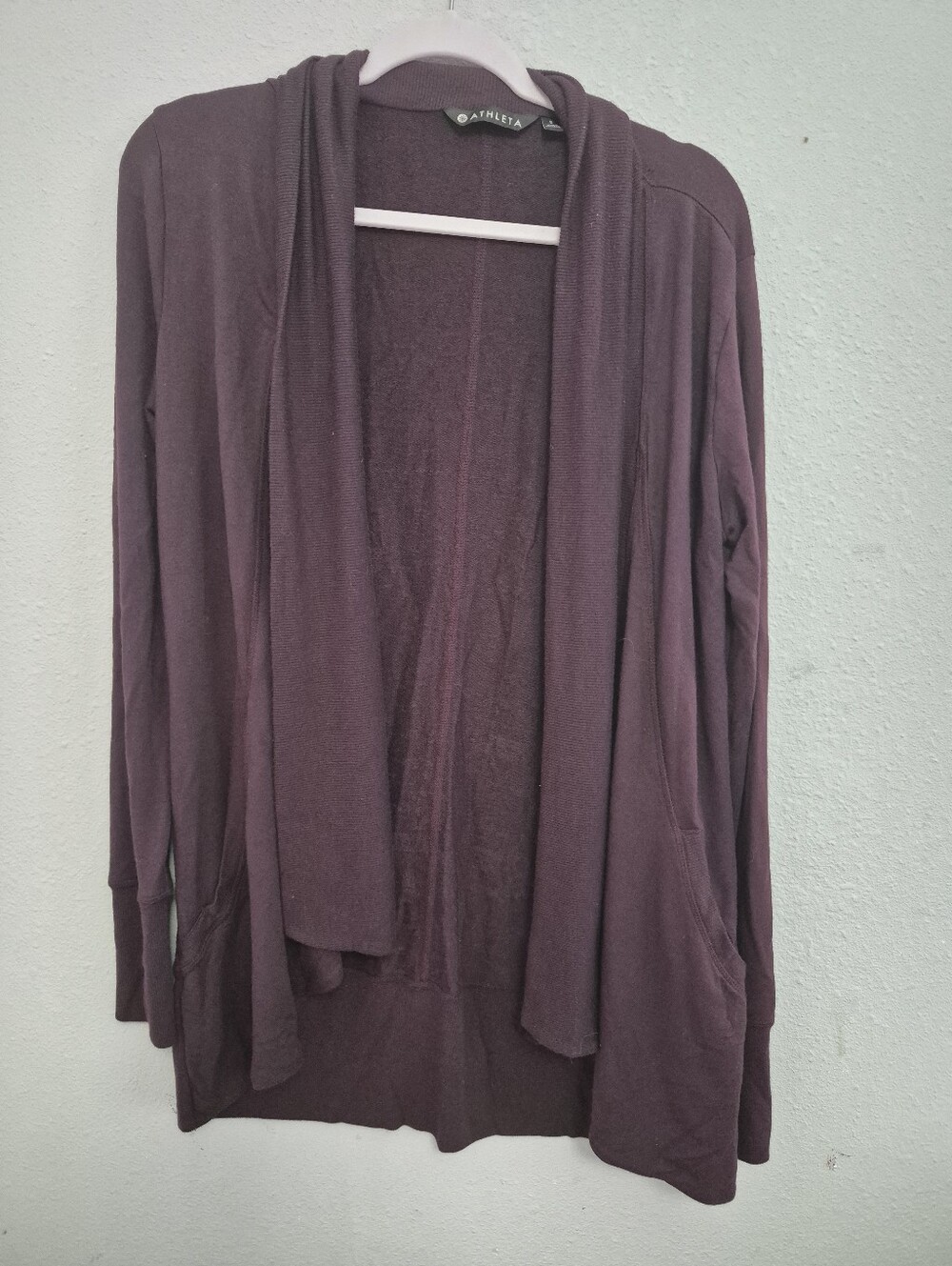 Athleta Pranayama Restore Wrap Open Cardigan Plum/Purple S Athleisure - Picture 2 of 9